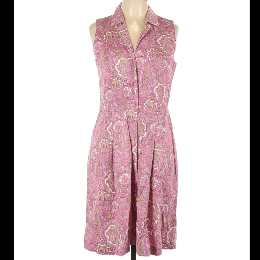Talbot's sleeveless cotton shirt dress with pockets